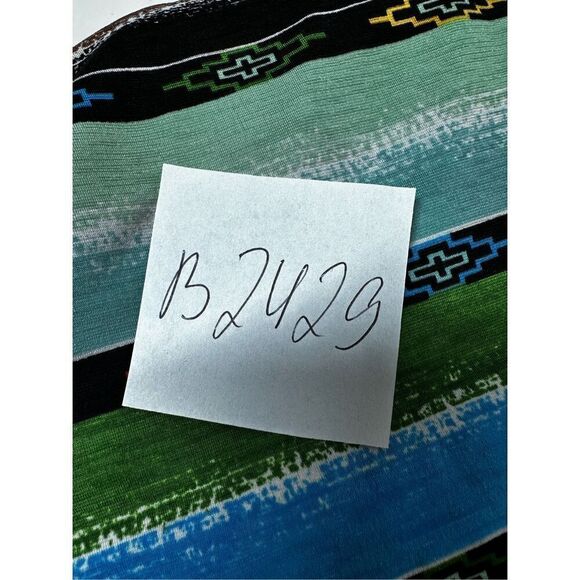 L&B Lucky & Blessed Rainbow Aztec Pattern Striped High Low Slinky Dress Sz S - Picture 13 of 13